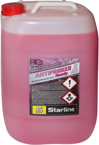 Охолоджувальна рідина STARLINE G12+, готова, червоний, -30°С, 25л (NAK12READY25)